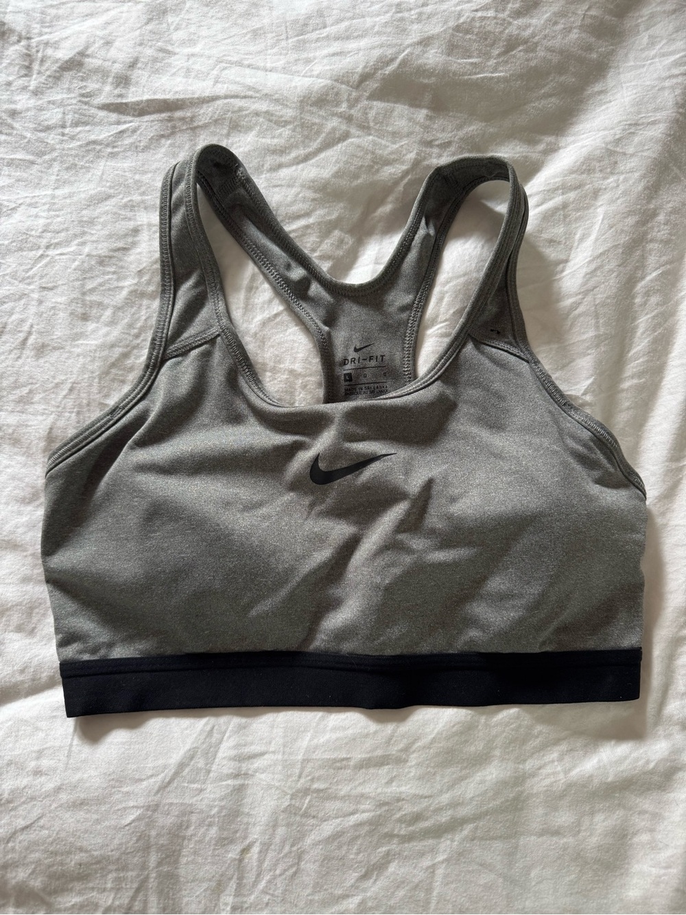 Nike Gray and Black Racerback Sports Bra